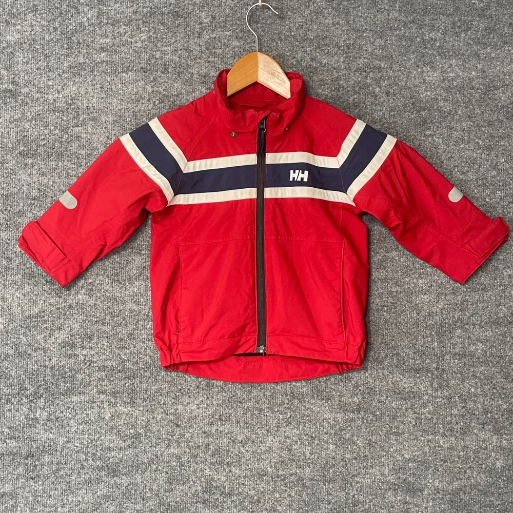 Helly Hansen Kids Red Helly Tech Performance Rain Jacket Size 86/1 Striped HH